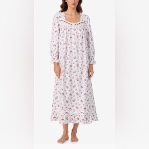 Eileen West White and Pink Floral Nightgown